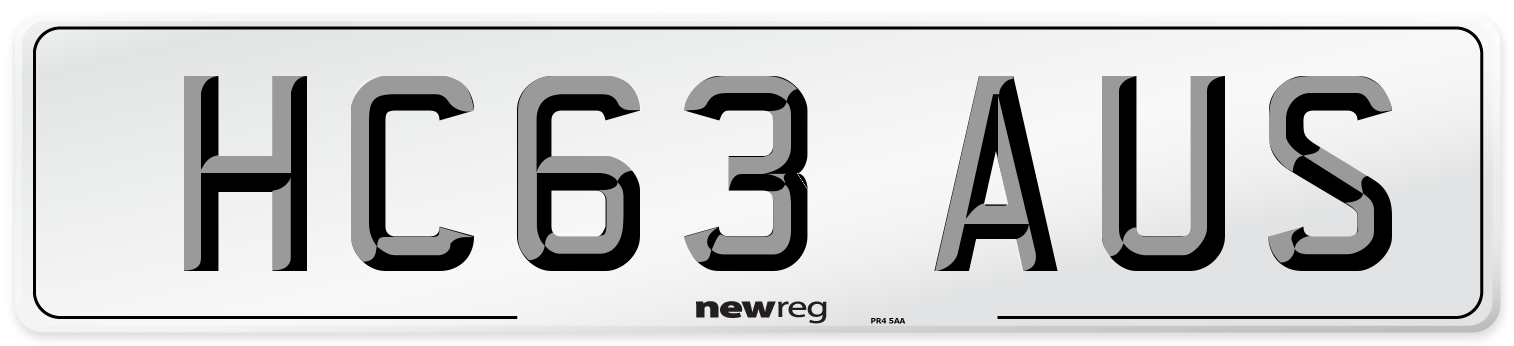 HC63 AUS Number Plate from New Reg